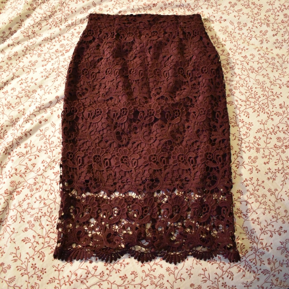 Delicate Lace Midi Skirt With Zip Detail